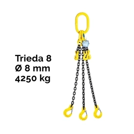 Reťazový záves, oko-3 hák, skracovač, Nosnosť 4250/3000 kg, G8-8, Certifikát, ČŽ